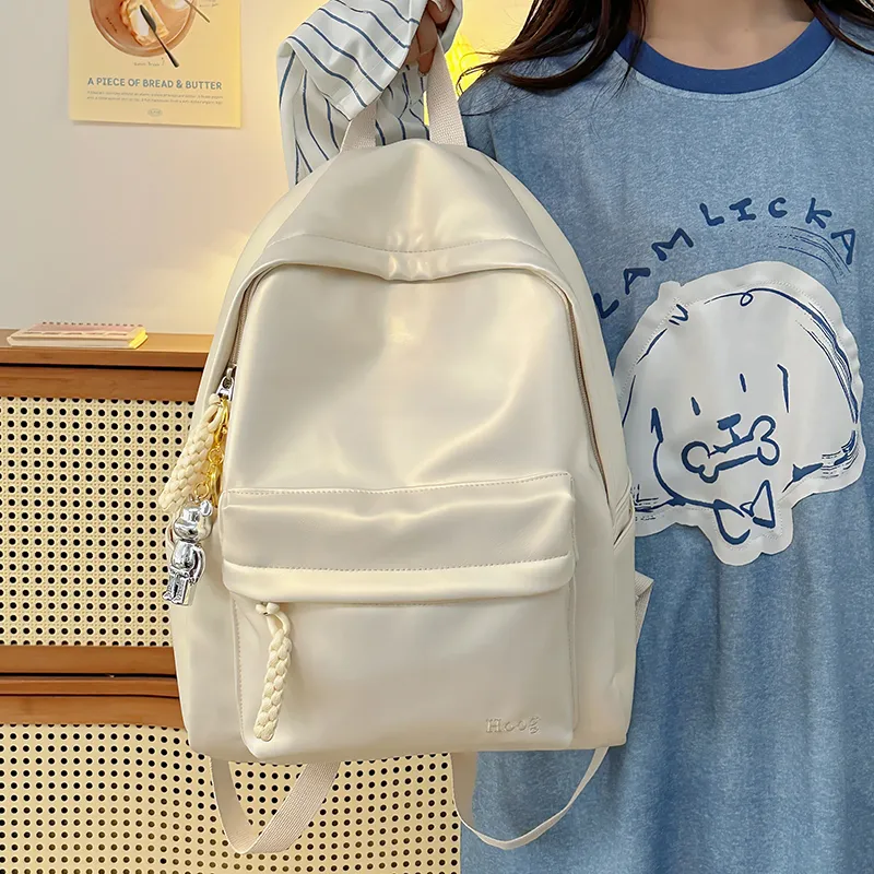 Yalu PU Backpack Unisex Pink/White/Black-13