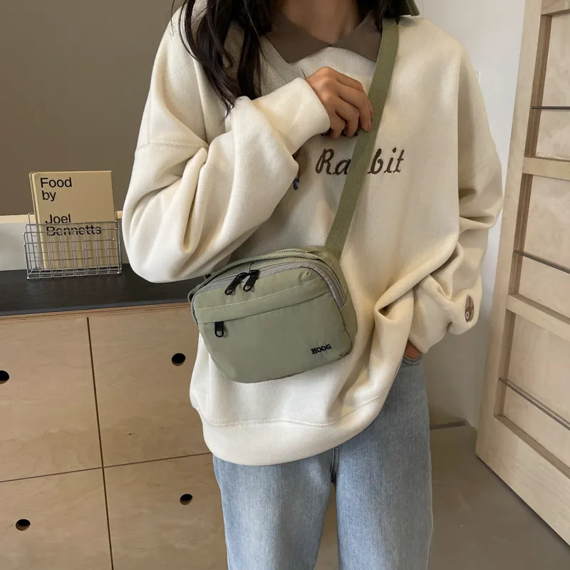 Yalu Canvas Bag, Crossbody Bag Unisex Black/Ecru/Green/Orange-16