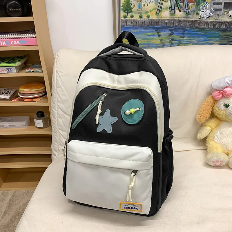 Yalu Nylon Backpack Unisex White/Black/Lotus Color/Blue-2
