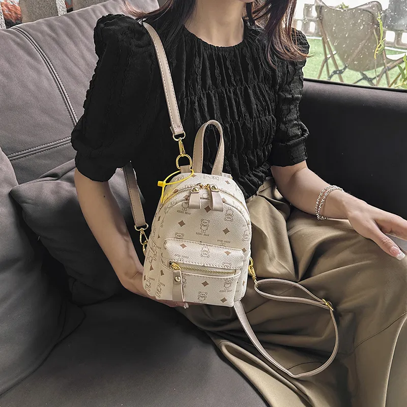 Yalu PU Backpack Women's White/Pink/Coffee/Brown-2
