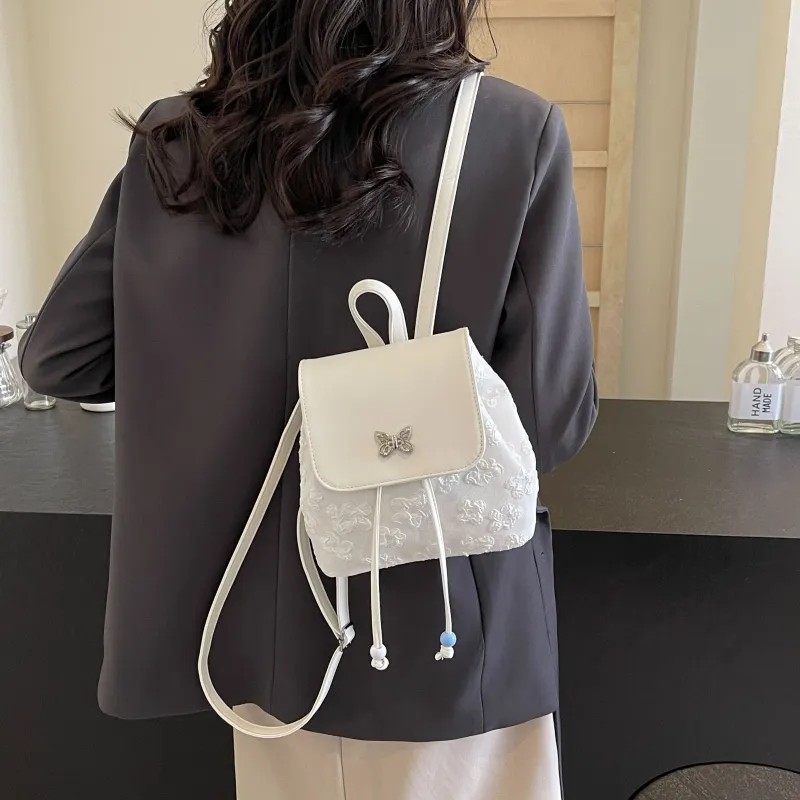 Yalu PU Backpack Women's Black/Ecru/Blue-12