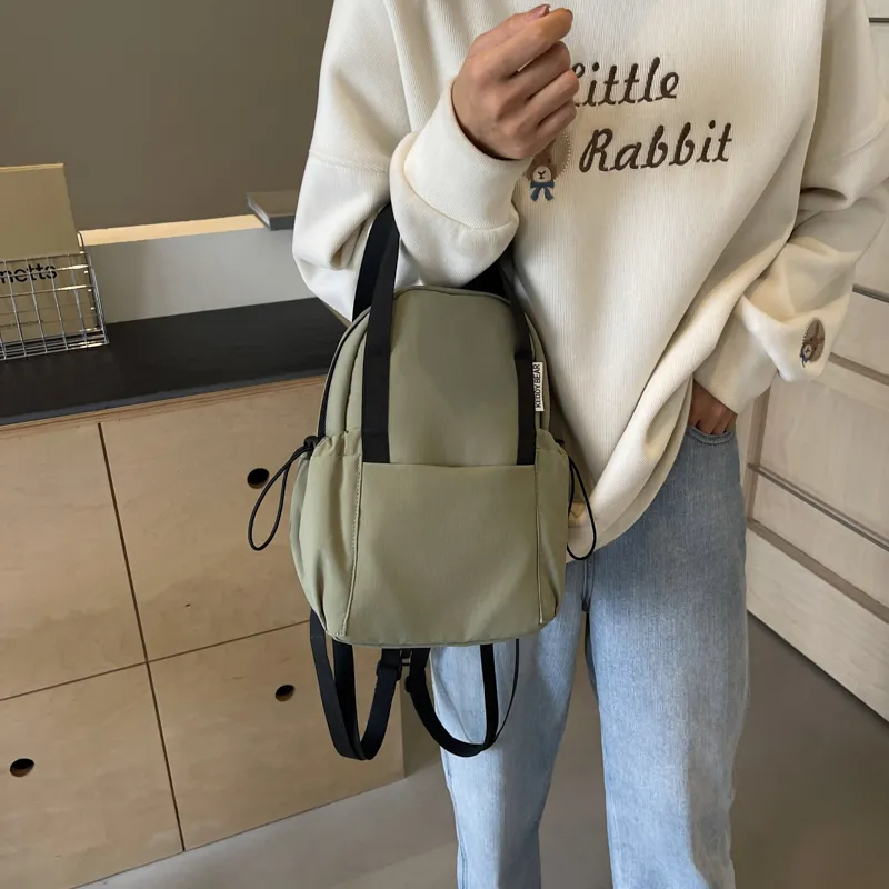 Yalu Fabric Backpack Women's Black/Ecru/Green/Orange-13