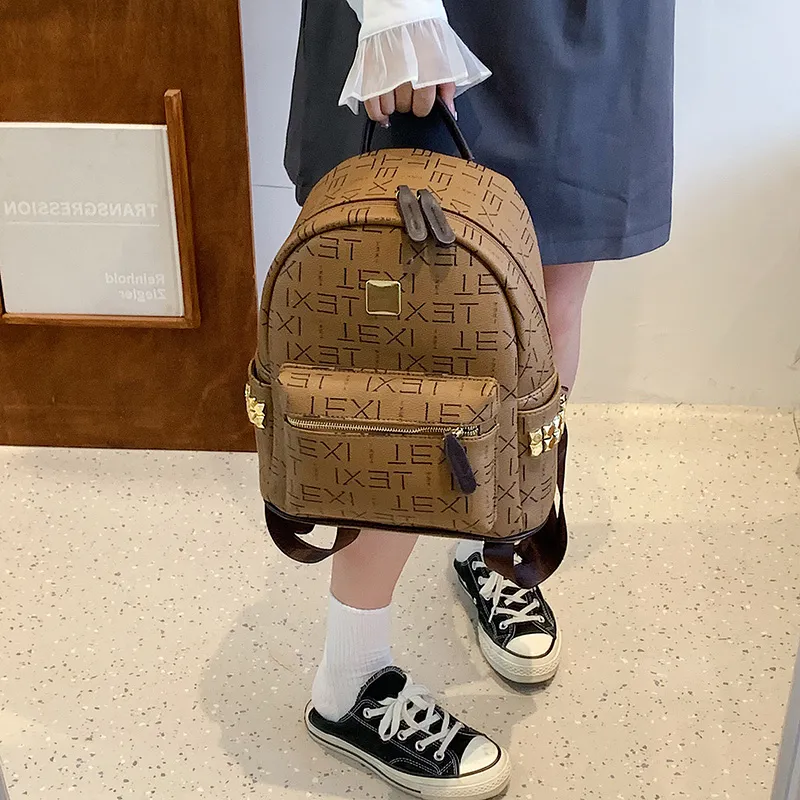Yalu PU Backpack Women's White/Coffee/Brown-14
