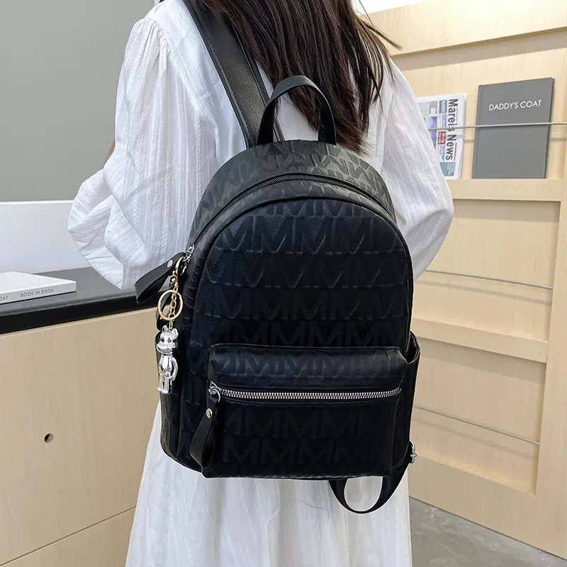 Yalu PU Backpack Women's Black/White-4