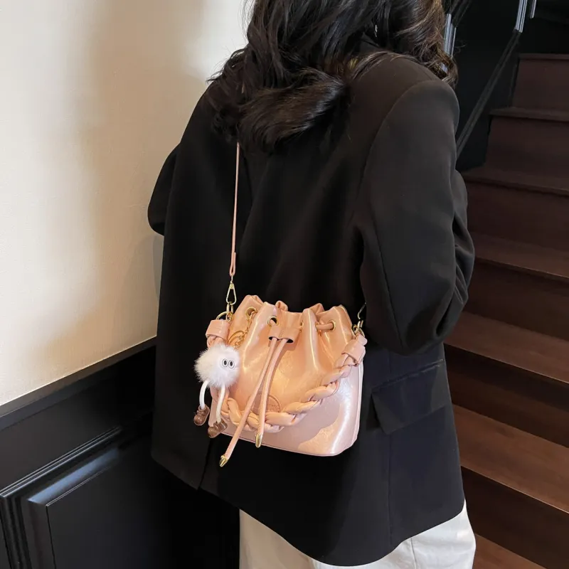 Yalu PU Shoulder Bag, Crossbody Bag, Handbag Regular Women's Black/Pink/Ecru/Silver-11