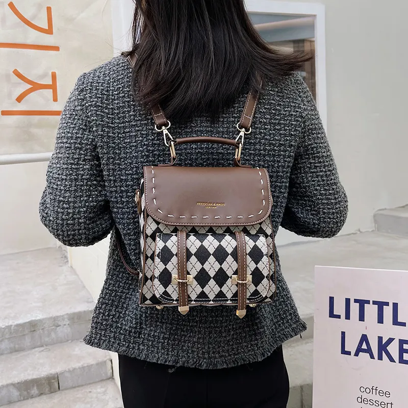 Yalu PU Backpack Women's Dark Brown/Black-10