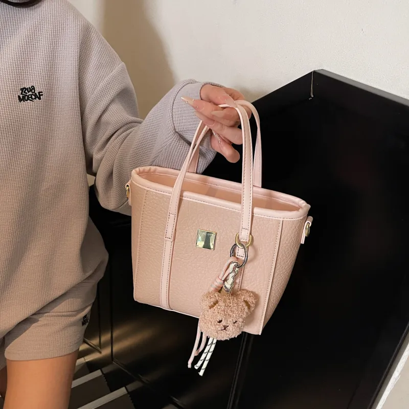 Yalu PU Tote One Shoulder Handbag Women's Black/Ecru/Blue/Pink-24