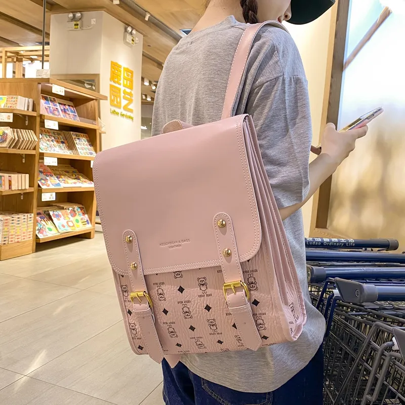 Yalu PU Backpack Women's Khaki/Pink/Coffee/Brown-7