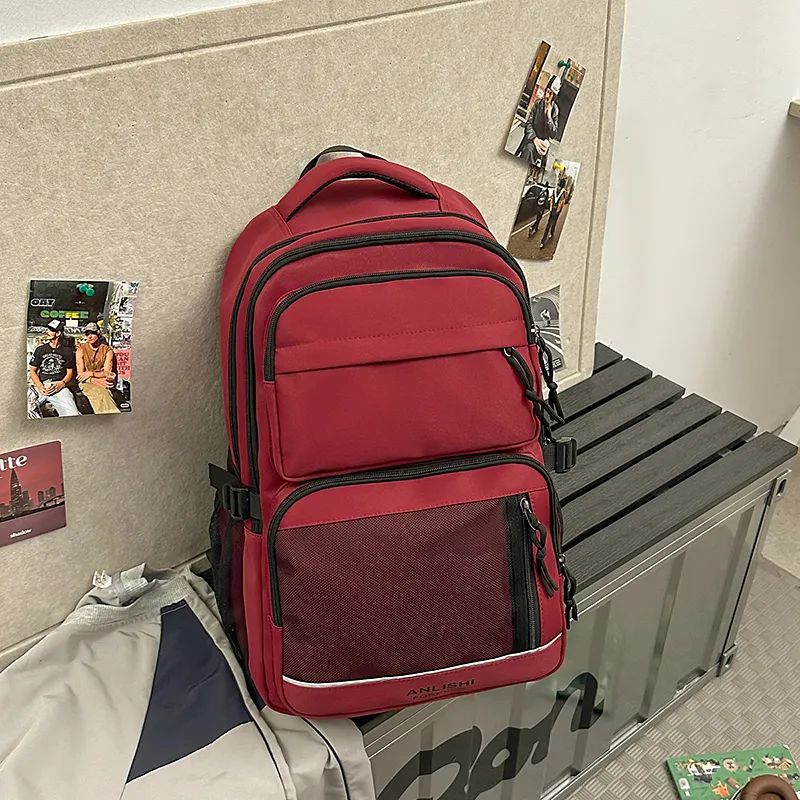 Yalu Nylon Backpack Unisex White/Gray/Black/Red-21
