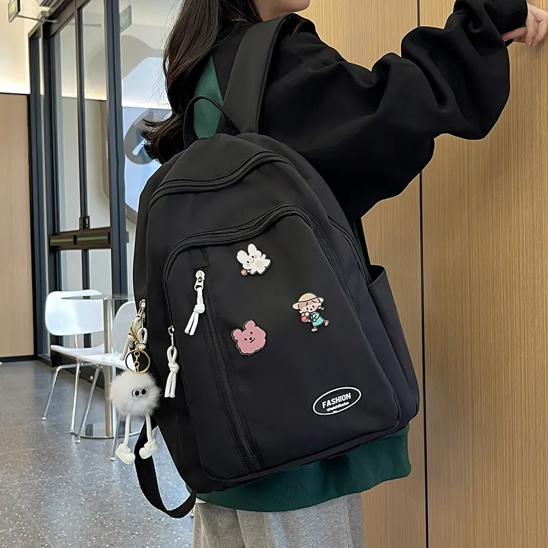Yalu Nylon Backpack Unisex White/Black/Yellow/Green-11