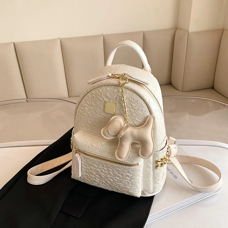 Yalu PU Backpack Women's White/Black-2