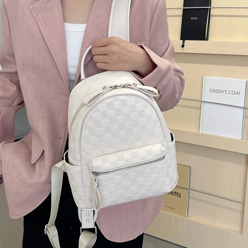 Yalu PU Backpack Regular Women's Black/White-9