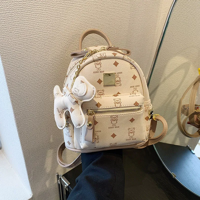 Yalu PU Backpack Regular Women's White/Pink/Brown/Coffee-1