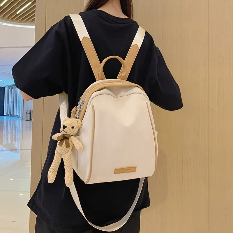 Yalu Nylon Backpack Regular Unisex White/Black/Khaki/Blue/Dark Brown-4