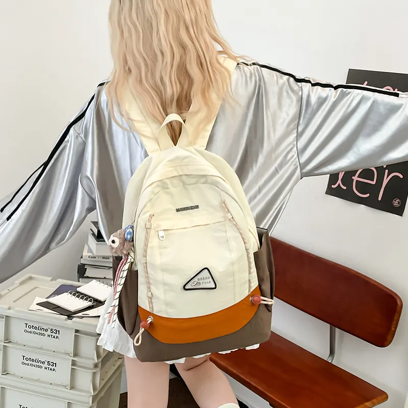 Yalu Nylon Backpack Regular Unisex White Brown/White Green/Gray/Black-5