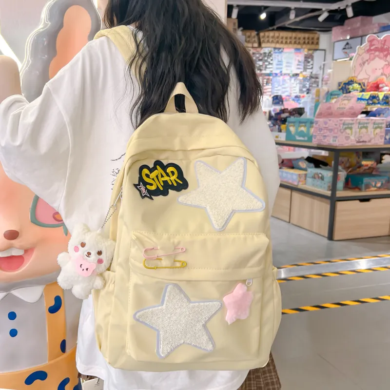 Yalu Nylon Backpack Women's Yellow/Green/Pink-4
