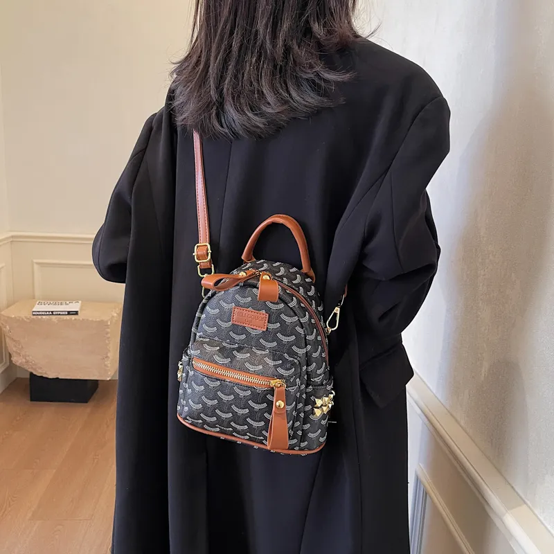 Yalu PU Backpack Women's Black/Brown-12