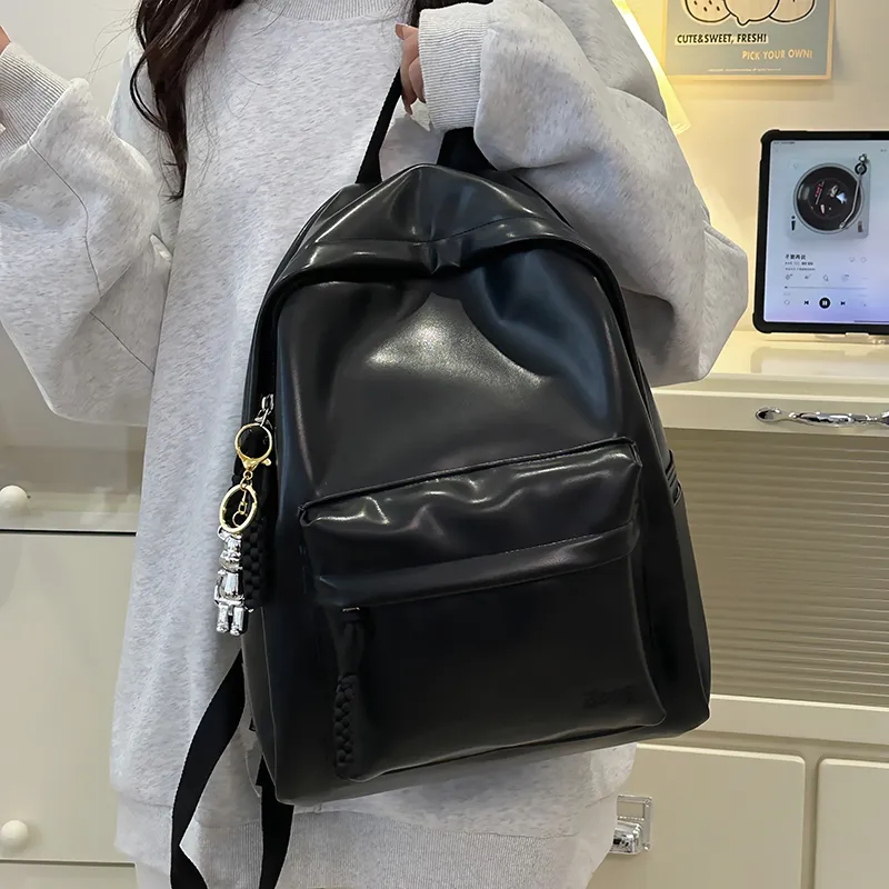 Yalu PU Backpack Unisex Pink/White/Black-17