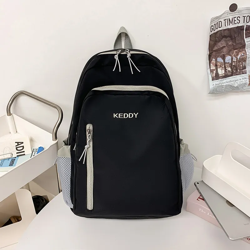 Yalu Nylon Fabric Backpack Regular Unisex White/Black/Coffee/Brown-8