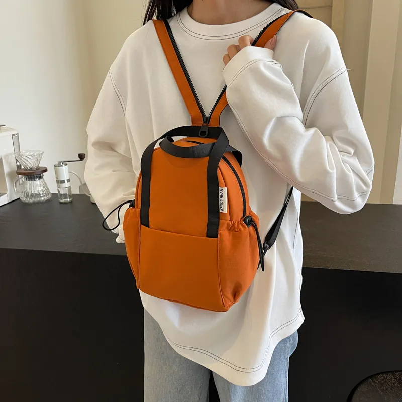 Yalu Fabric Backpack Women's Black/Ecru/Green/Orange-19