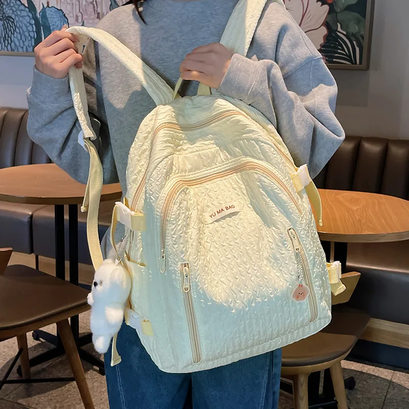 Yalu Nylon Backpack Women's White/Black/Pink/Yellow/Green/Blue-9