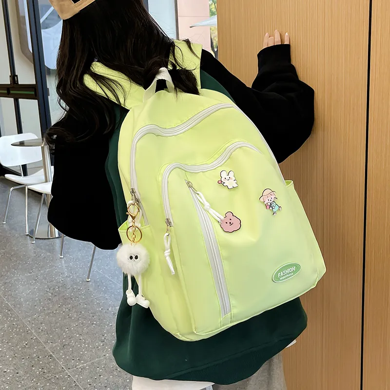Yalu Nylon Backpack Unisex White/Black/Yellow/Green-24