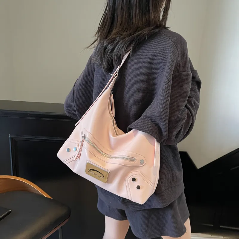 Yalu PU Shoulder Bag, Handbag, Crossbody Bag Regular Women's Black/Ecru/Burgundy/Pink-25