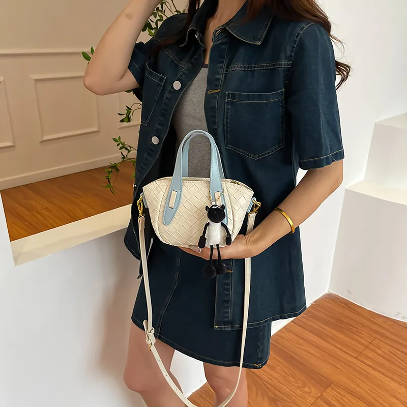 Yalu PU Handbag, Shoulder Bag, Crossbody Bag Women's Ecru/Light Yellow/Silver-6