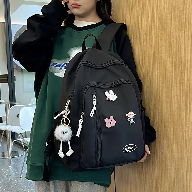 Yalu Nylon Backpack Unisex White/Black/Yellow/Green-8