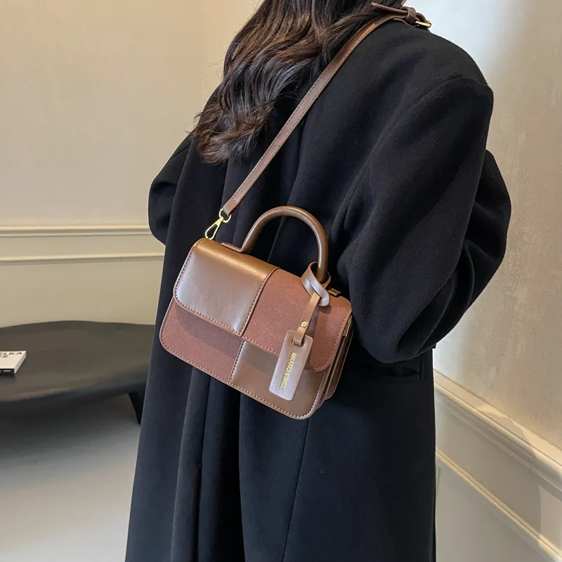 Yalu PU Shoulder Bag, Crossbody Bag, Handbag Women's Black/Ecru/Brown-18