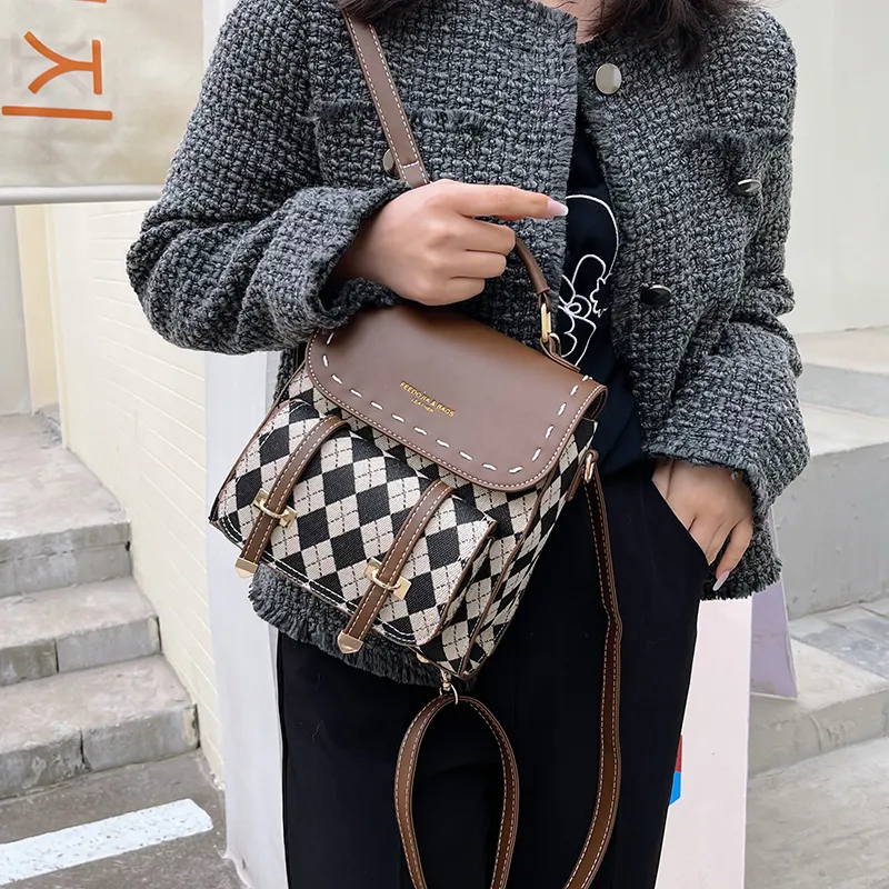 Yalu PU Backpack Women's Dark Brown/Black-7