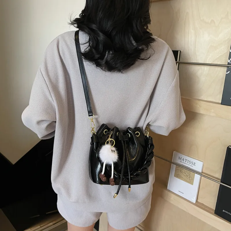 Yalu PU Shoulder Bag, Crossbody Bag, Handbag Regular Women's Black/Pink/Ecru/Silver-2