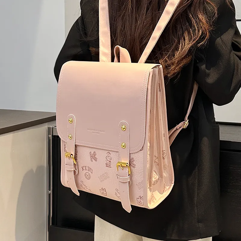 Yalu PU Backpack Women's White/Black/Pink/Brown-20
