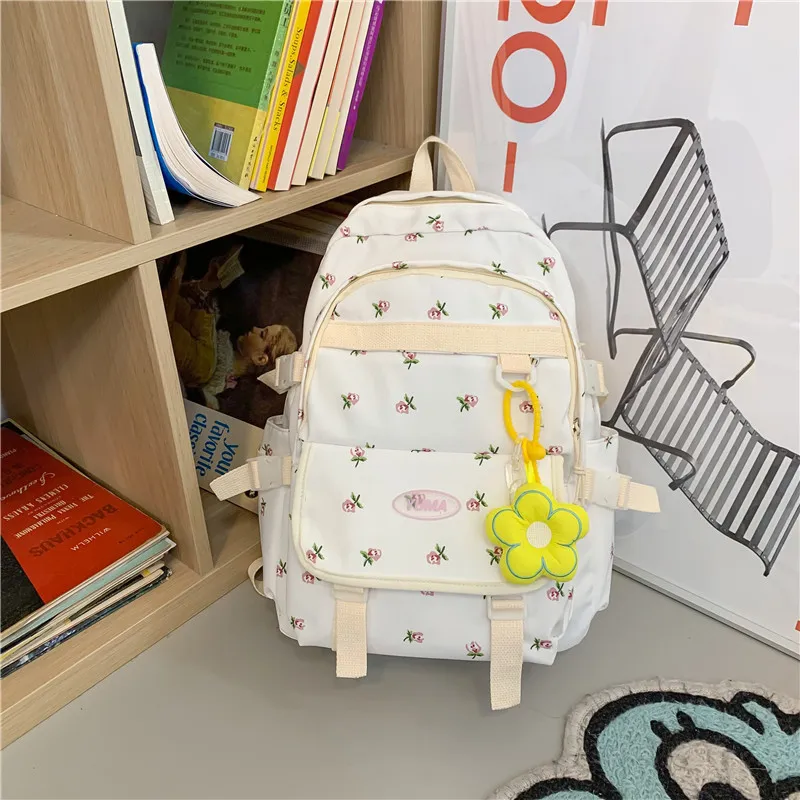 Yalu Nylon Backpack Regular Women's White/Pink/Blue-13