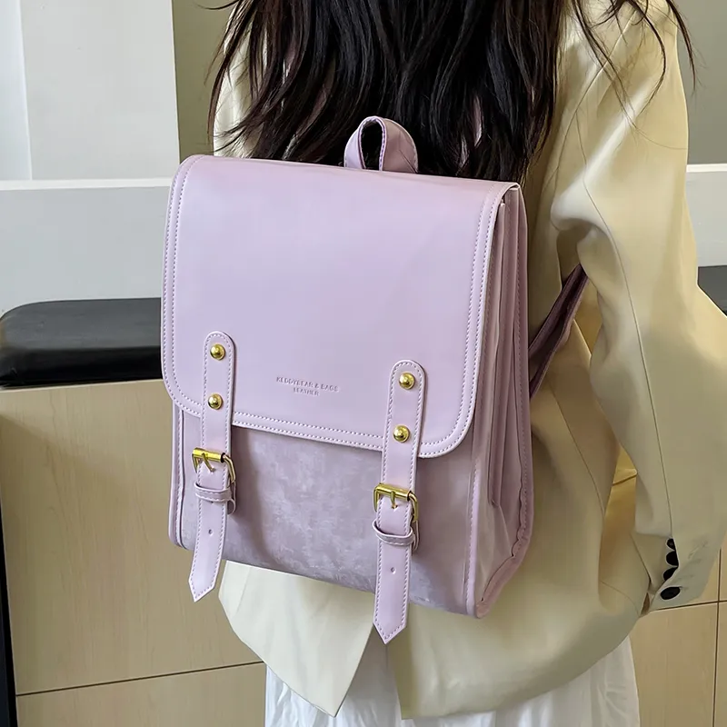 Yalu PU Backpack Women's Pink/Ecru/Silver/Black-4