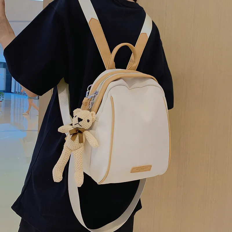 Yalu Nylon Backpack Regular Unisex White/Black/Khaki/Blue/Dark Brown-3