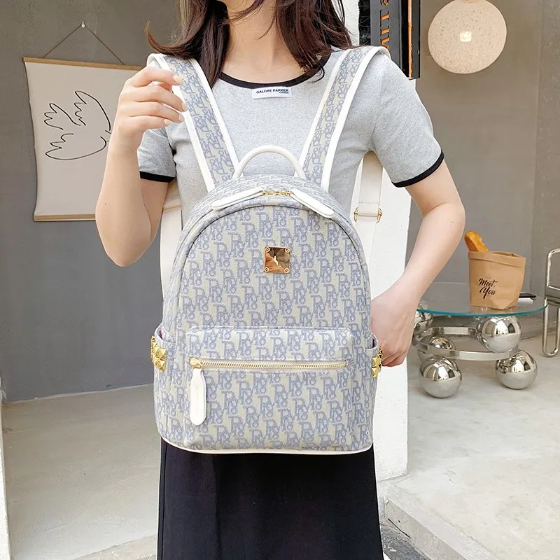 Yalu PU Backpack Women's Gray Blue/Black-3