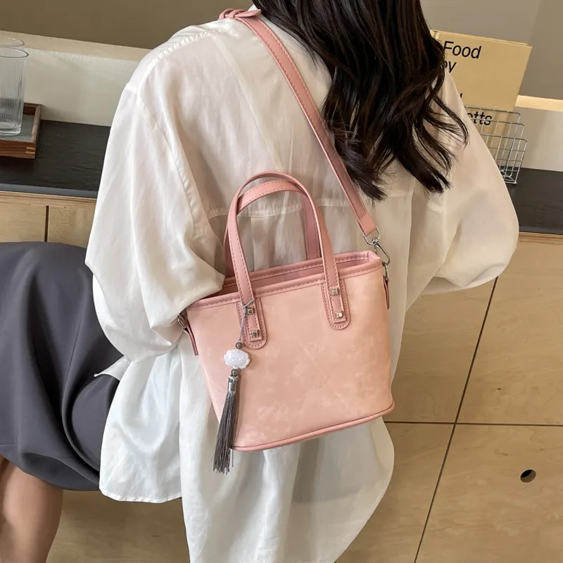 Yalu PU Handbag Regular Women's Black/Ecru/Silver/Pink-25