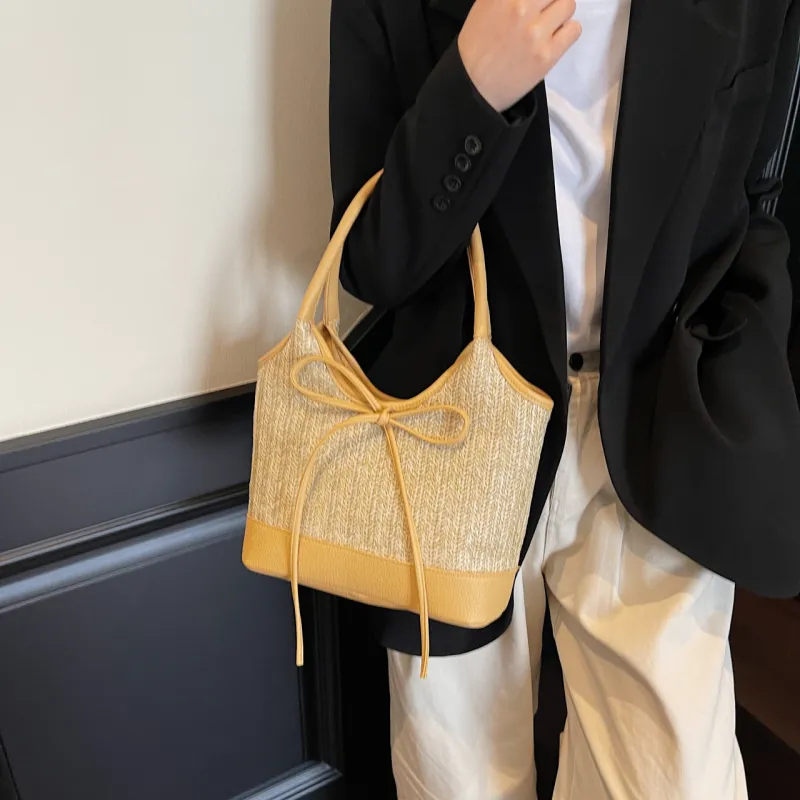 Yalu Straw Woven Shoulder Bag Women's Multicolor-27