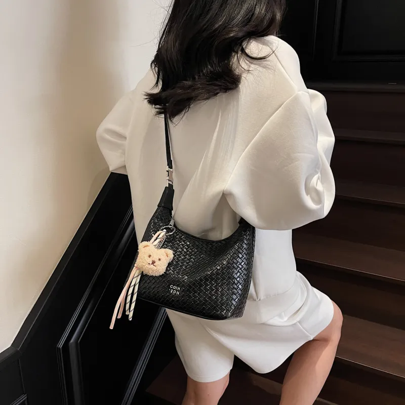 Yalu PU Shoulder Bag, Crossbody Bag, Handbag Women's Black/Ecru/Silver/Blue/Pink-3