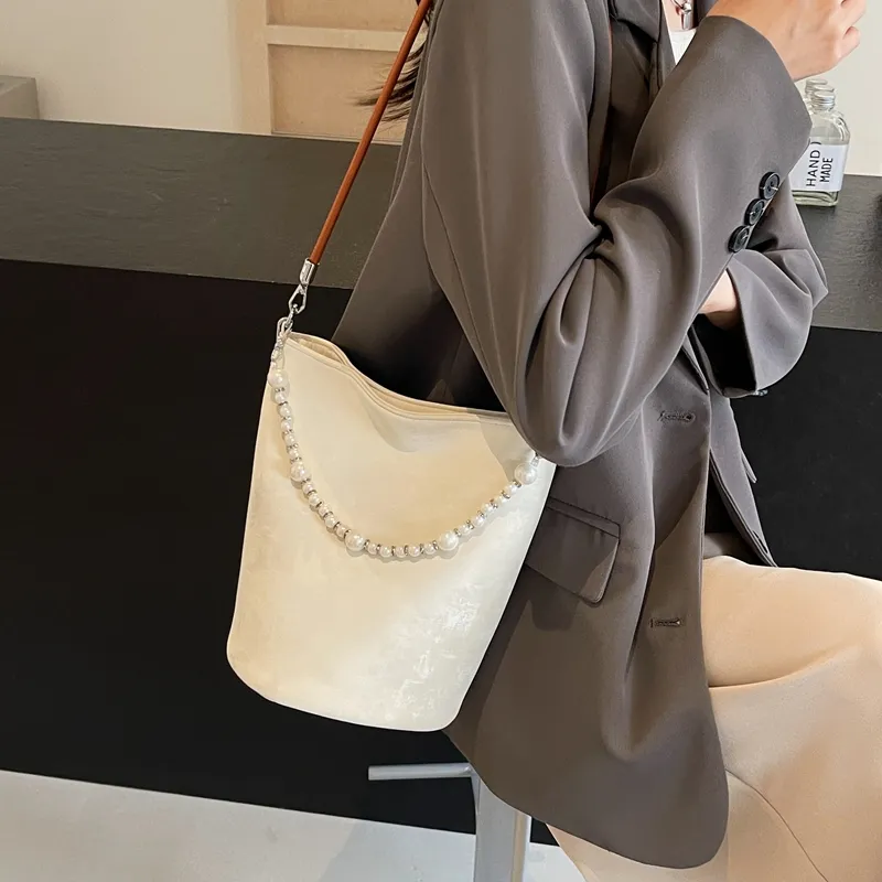 Yalu PU Bucket Bag, Crossbody, One Shoulder Handbag Regular Women's Black/Pink/Ecru/Silver-18