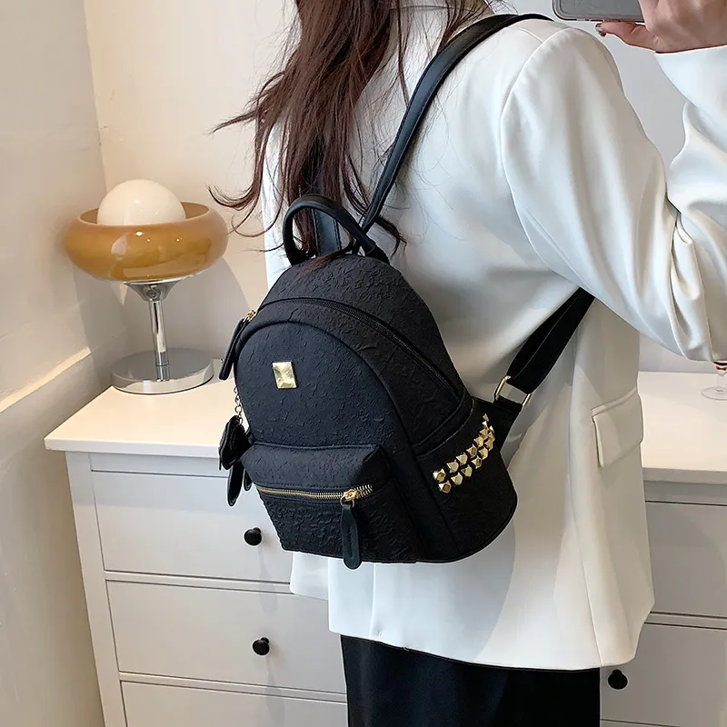 Yalu PU Backpack Women's White/Black-9