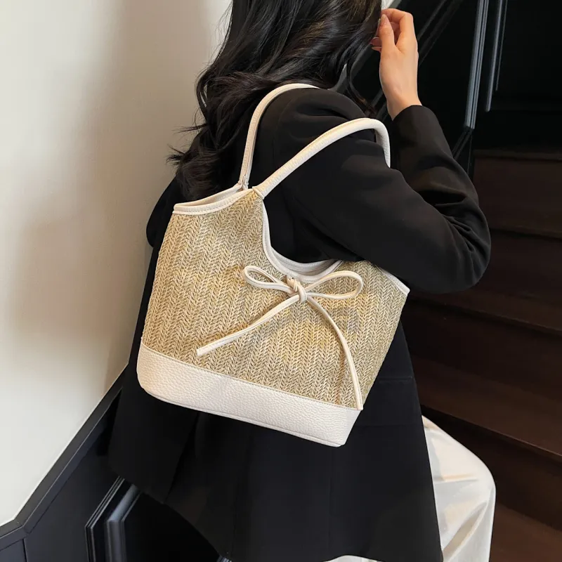 Yalu Straw Woven Shoulder Bag Women's Multicolor-20