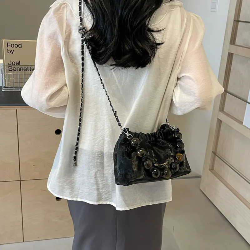 Yalu PU Portable Crossbody Bag, Shoulder Bag Women's Black/Ecru/Silver/Pink-5