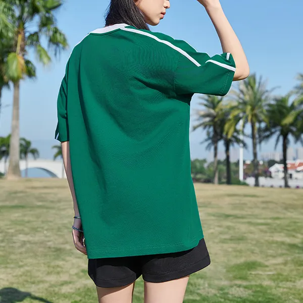QIAODAN Drop Shoulder Sleeve T Shirt Women's Winter Green/White-3