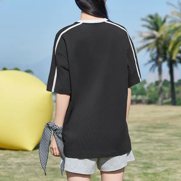 QIAODAN Drop Shoulder Sleeve T Shirt Women's Black/White-3