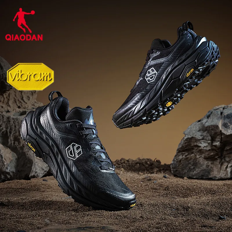 QIAODAN Mountain God 2.0 Running Shoes Men Low Top Black/Lightning Gray-5