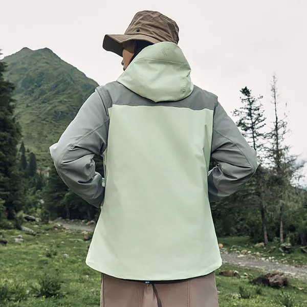 QIAODAN Mountain God Series Windbreaker Jackets Women's Aqua Embroidery Green/Slate Green-6