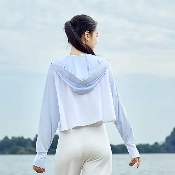 QIAODAN Sun Protection Clothing Women's Light Photo Blue/Jordan White-2