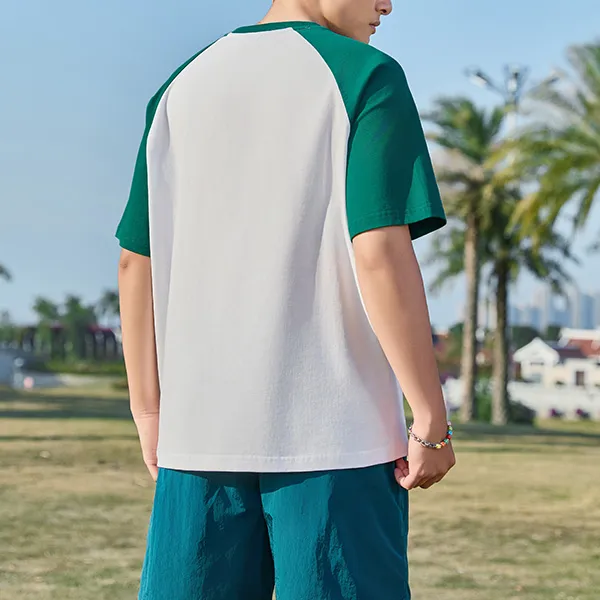 QIAODAN Raglan Sleeve T Shirt Unisex Jordan White/Winter Cyan-3